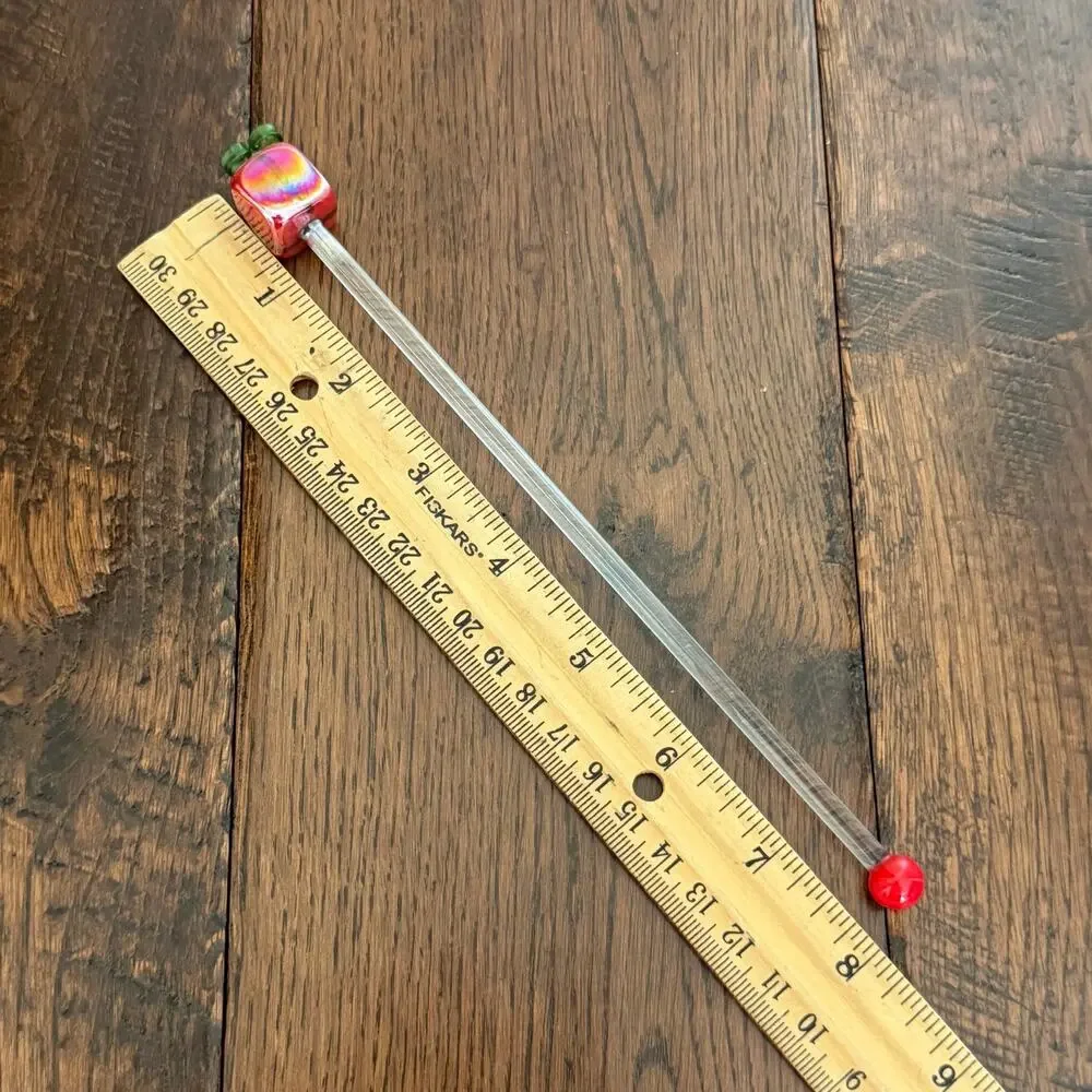 Vintage Set of 4 Glass Christmas Swizzle Sticks – Present & Light Bulb Stirrers
